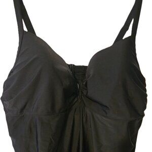 Swim by Cacique  Black rushed V Black Tankini 44D